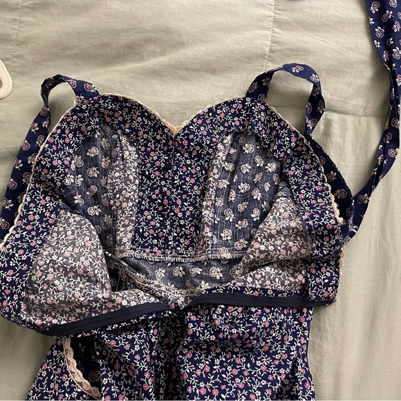 Gunne Sax by Jessica Mcclintock Calico Blue Dress Small Prairie - Picture 2 of 10